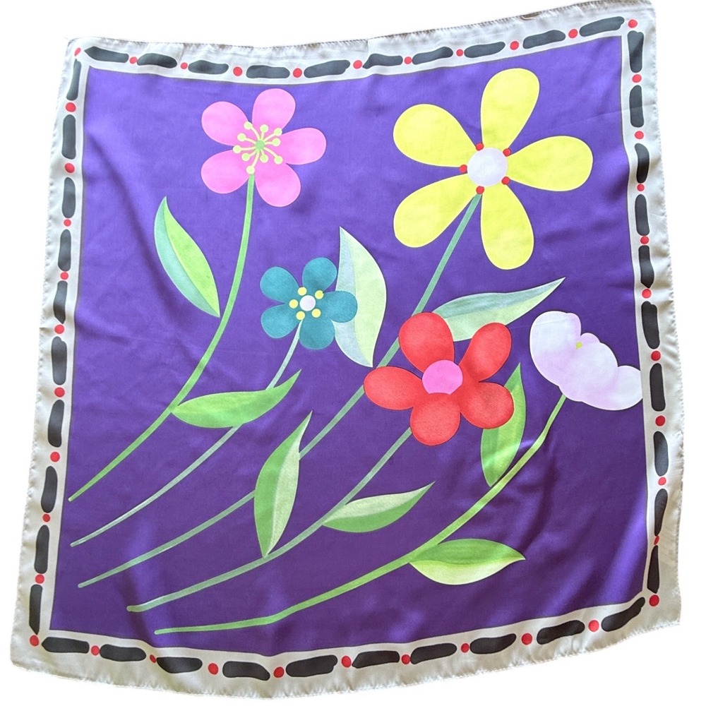 Jupe Purple Floral Square‎ Scarf 26INH01 Cuadrado Sedita 70X70 NWT